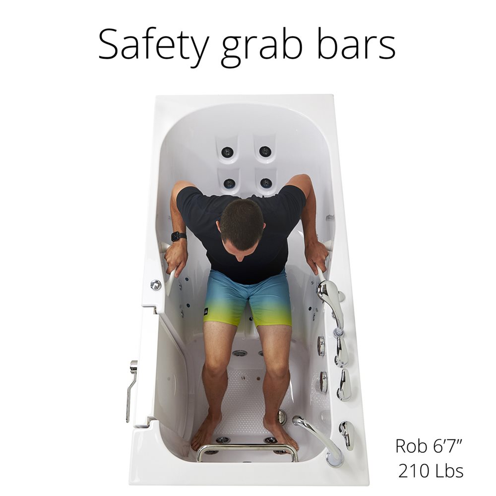 Ella's Bubbles ShaK Model 36"x72" Acrylic Air and Hydro Massage with Independent Foot Massage Walk-In Bathtub with 5 Piece Fast Fill FaucetT OA3672