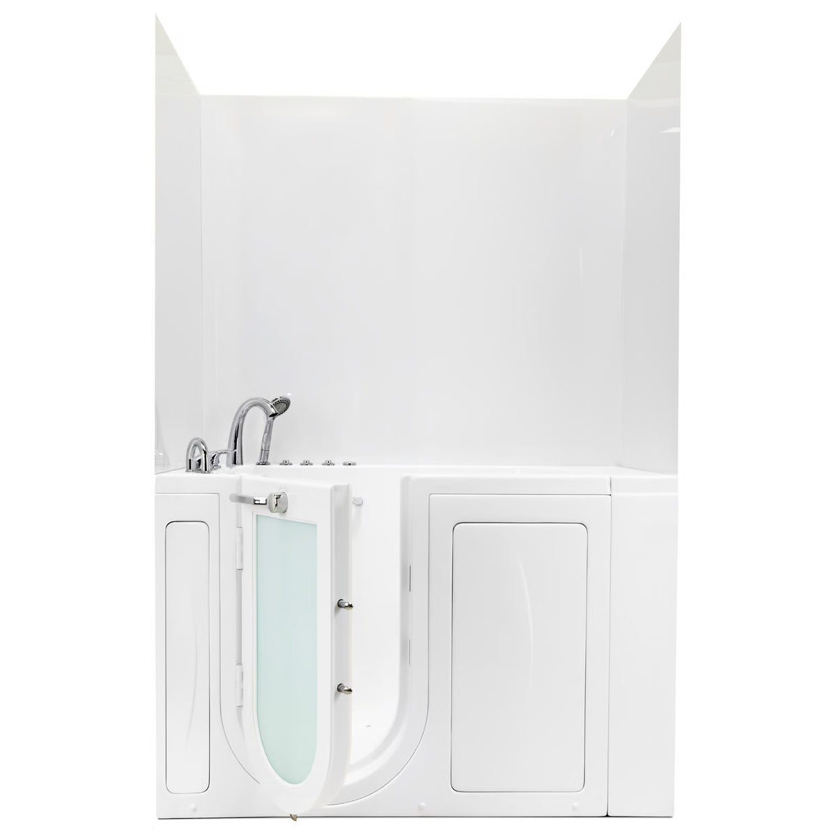 Ella's Bubbles 40″x48″x60″ Solid White Glossy Acrylic, 3-Panel Walk In Tub Wall Surround Kit 4PFWS-WG