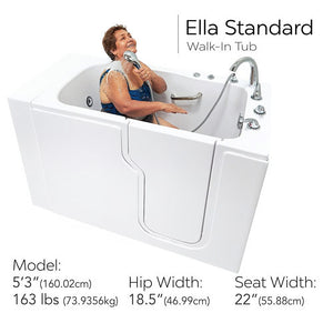 Ella's Bubbles Standard 30″x52” Acrylic Hydro Therapy Massage Walk In Bathtub ES3052H