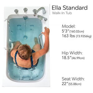 Ella's Bubbles Standard 30″x52” Acrylic Hydro Therapy Massage Walk In Bathtub ES3052H