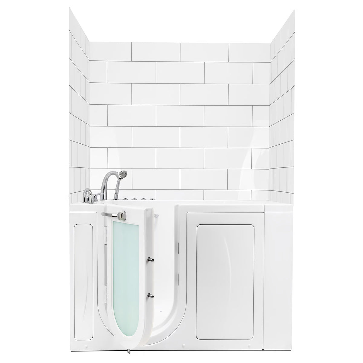 Ella's Bubbles Subway 6″ x 16″ – CNC Engravement Pattern in Acrylic, 3-Panel Walk In Tub Wall Surround Kit 40″x48″x60″ 4PFWS-SUB