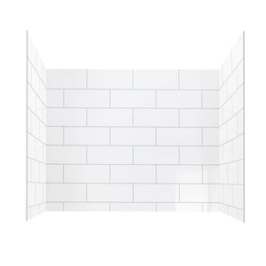 Ella's Bubbles Subway 6″ x 16″ – CNC Engravement Pattern in Acrylic, 3-Panel Walk In Tub Wall Surround Kit 40″x48″x60″ 4PFWS-SUB