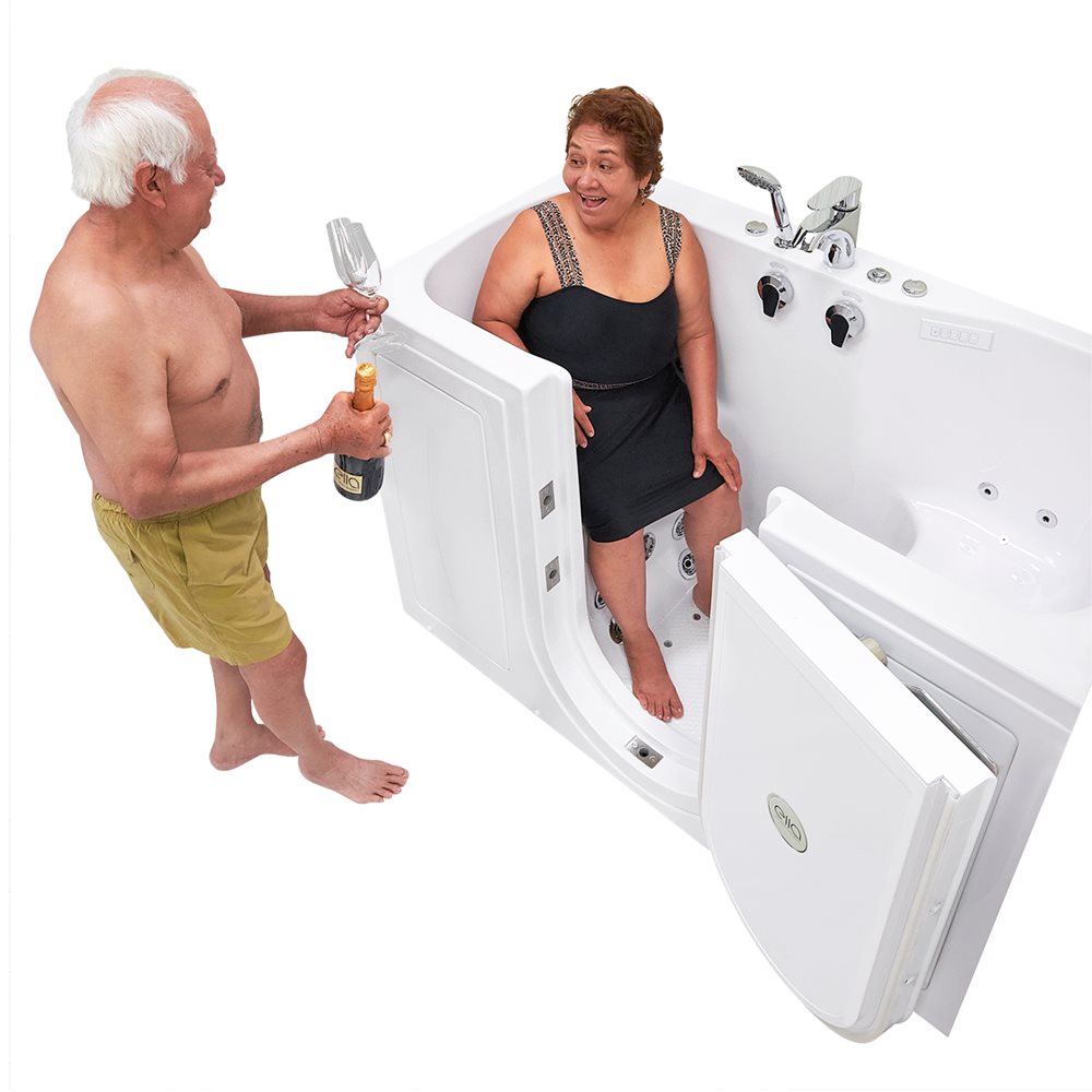 Ella's Bubbles Tub4Two 32"x60" Hydro + Air Massage with Independent Foot Massage Acrylic Two Seat Walk in Tub TO2SA3260