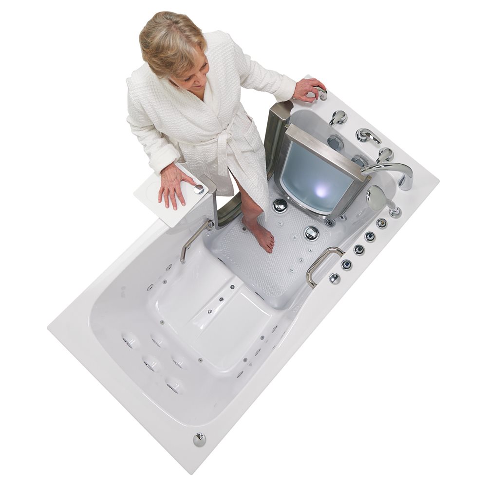 Ella's Bubbles Ultimate 30"x60" Acrylic Air and Hydro Massage + Independent Foot Massage Walk-In-Bathtub, 5 Piece Fast Fill Faucet, 2" Dual Drain HHA321