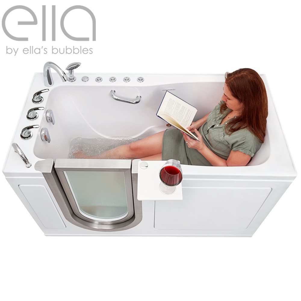 Ella's Bubbles Ultimate 30"x60" Acrylic Air and Hydro Massage + Independent Foot Massage Walk-In-Bathtub, 5 Piece Fast Fill Faucet, 2" Dual Drain HHA321