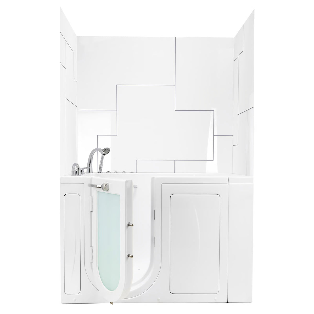 Ella's Bubbles 40″x48″x60″ UrbanMaze CNC Engraved Pattern in Acrylic, 3-Panel Walk In Tub Wall Surround Kit 4PFWS-UM