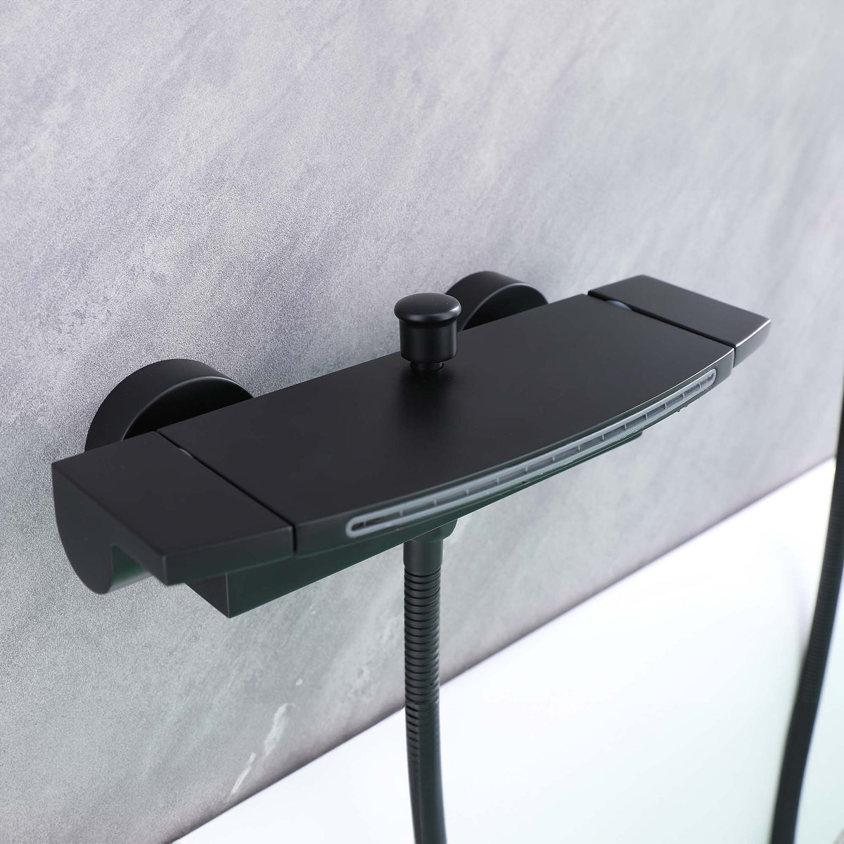 Ella's Bubbles Waterfall Bathtub Faucet Wall Mount with 24″ Slider and Hand Held Shower WMF