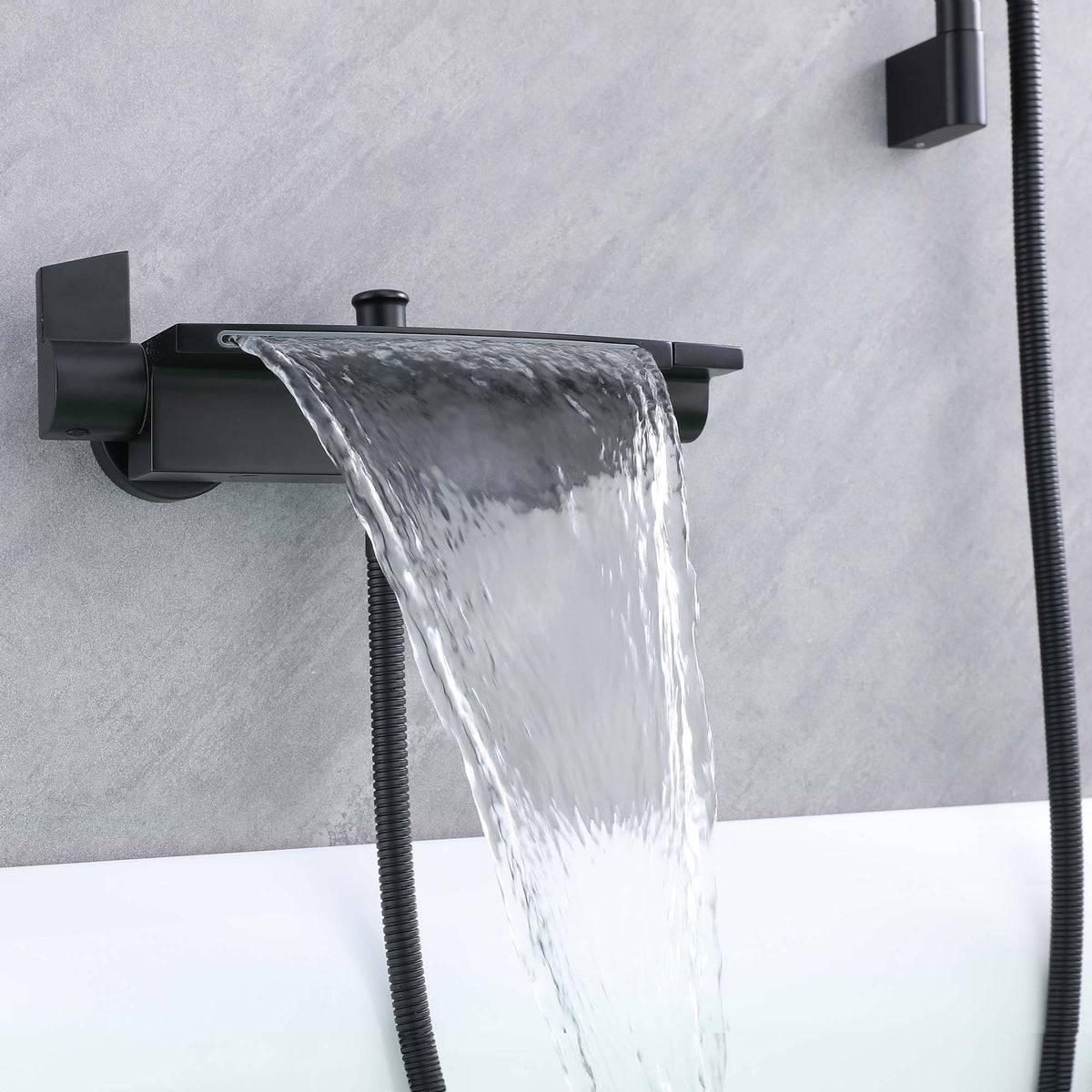 Ella's Bubbles Waterfall Bathtub Faucet Wall Mount with 24″ Slider and Hand Held Shower WMF
