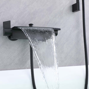 Ella's Bubbles Waterfall Bathtub Faucet Wall Mount with 24″ Slider and Hand Held Shower WMF