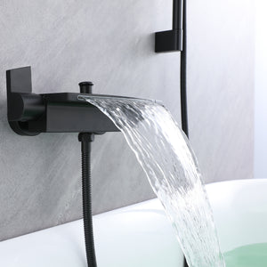 Ella's Bubbles Waterfall Bathtub Faucet Wall Mount with 24″ Slider and Hand Held Shower WMF