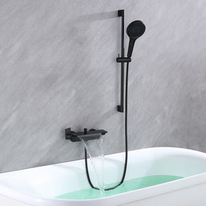 Ella's Bubbles Waterfall Bathtub Faucet Wall Mount with 24″ Slider and Hand Held Shower WMF