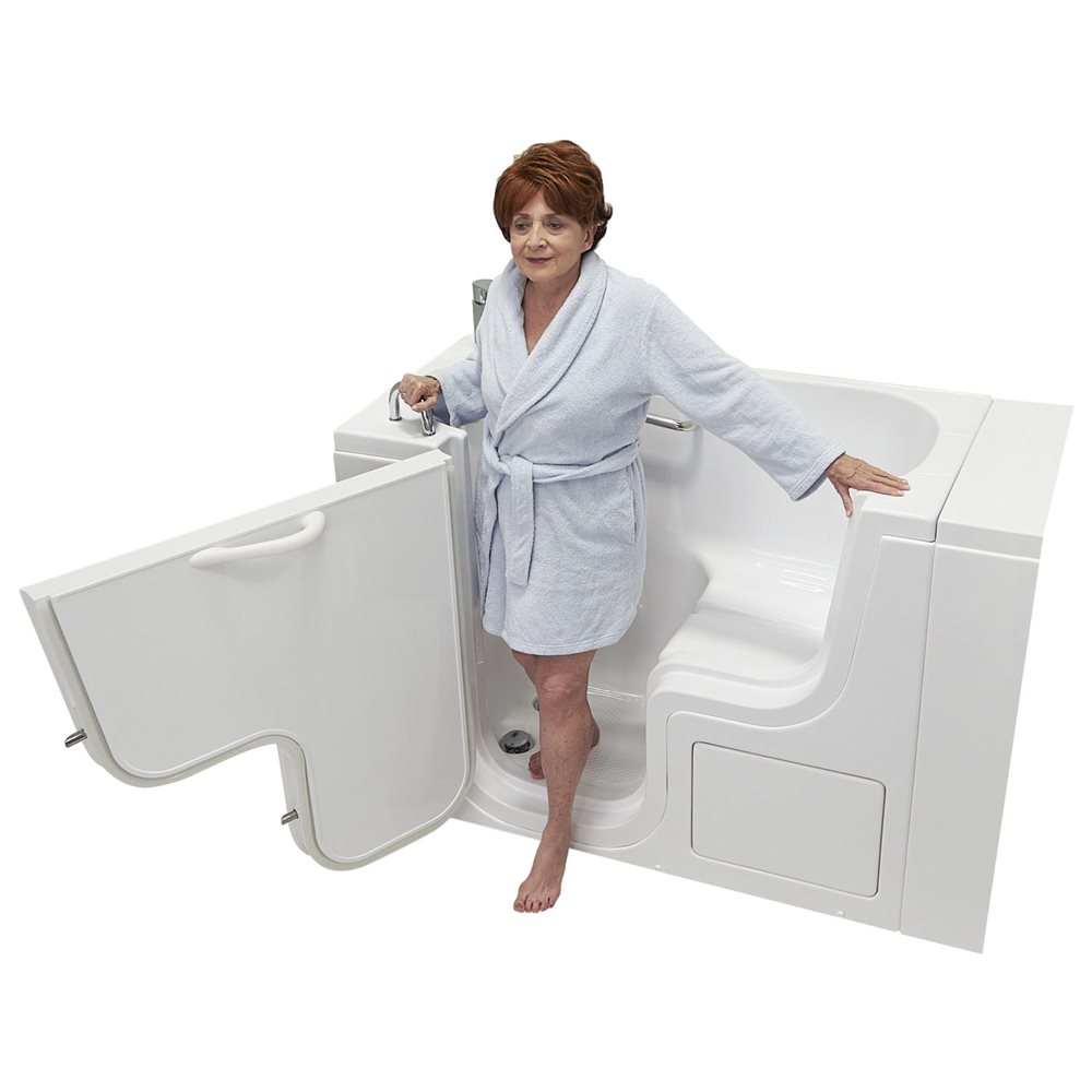 Ella's Bubbles Wheelchair Transfer 26"x52" Acrylic Walk-In Bathtub with Outward Swing Door, 2 Piece Fast Fill Faucet, 2" Dual Drain OLA2652