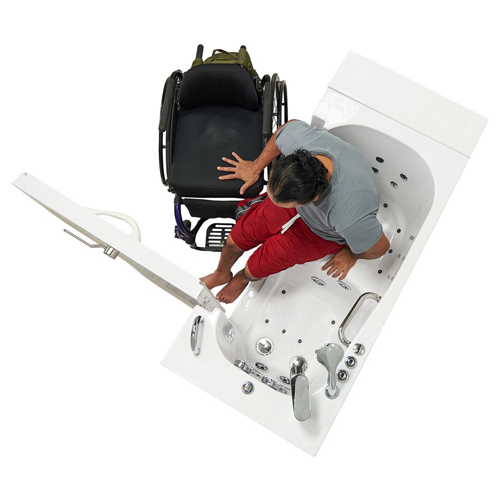 Ella's Bubbles Wheelchair Transfer 26"x52" Acrylic Walk-In Bathtub with Outward Swing Door, 2 Piece Fast Fill Faucet, 2" Dual Drain OLA2652