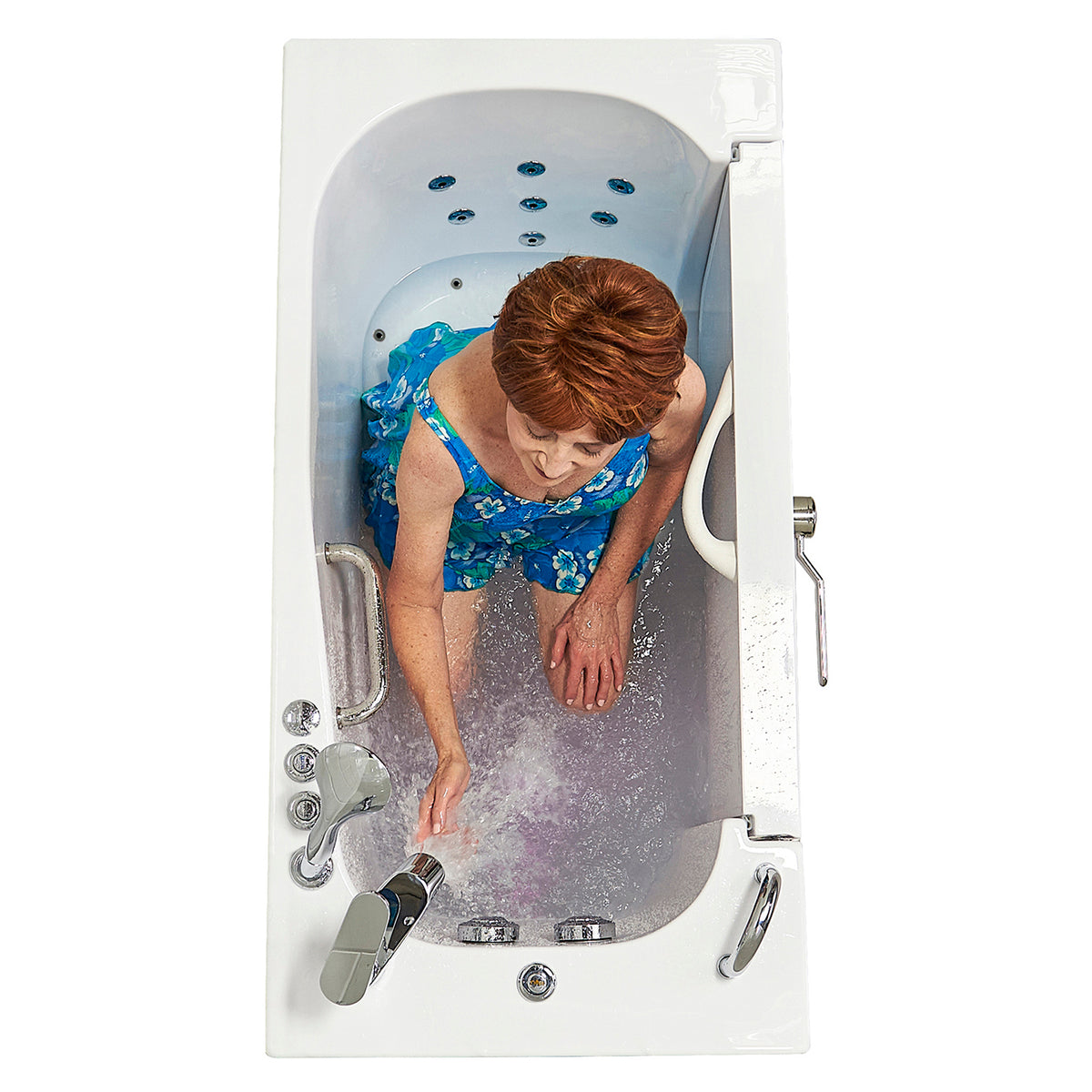 Ella's Bubbles Wheelchair Transfer 26"x52" Acrylic Walk-In Bathtub with Outward Swing Door, 2 Piece Fast Fill Faucet, 2" Dual Drain OLA2652