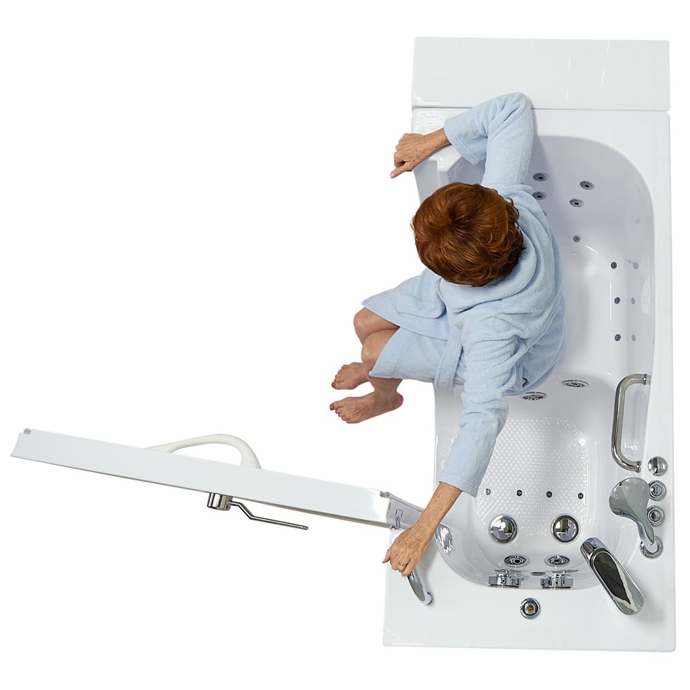 Ella's Bubbles Wheelchair Transfer 26"x52" Acrylic Walk-In Bathtub with Outward Swing Door, 2 Piece Fast Fill Faucet, 2" Dual Drain OLA2652