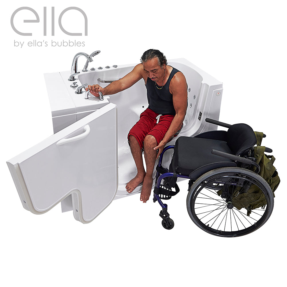 Ella's Bubbles Wheelchair Transfer 30"x52" Acrylic Walk-In Bathtub with 5 Piece Fast Fill Faucet OLA3052