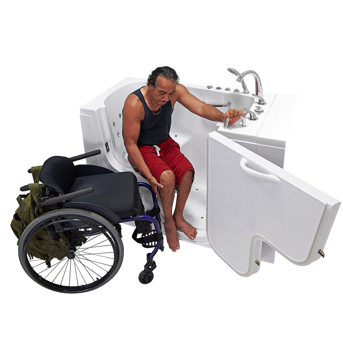 Ella's Bubbles Wheelchair Transfer 30"x52" Acrylic Walk-In Bathtub with 5 Piece Fast Fill Faucet OLA3052