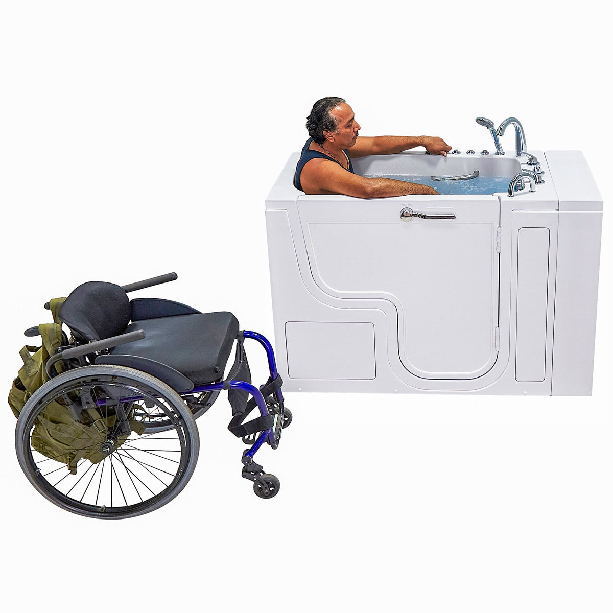 Ella's Bubbles Wheelchair Transfer 30"x52" Acrylic Walk-In Bathtub with 5 Piece Fast Fill Faucet OLA3052
