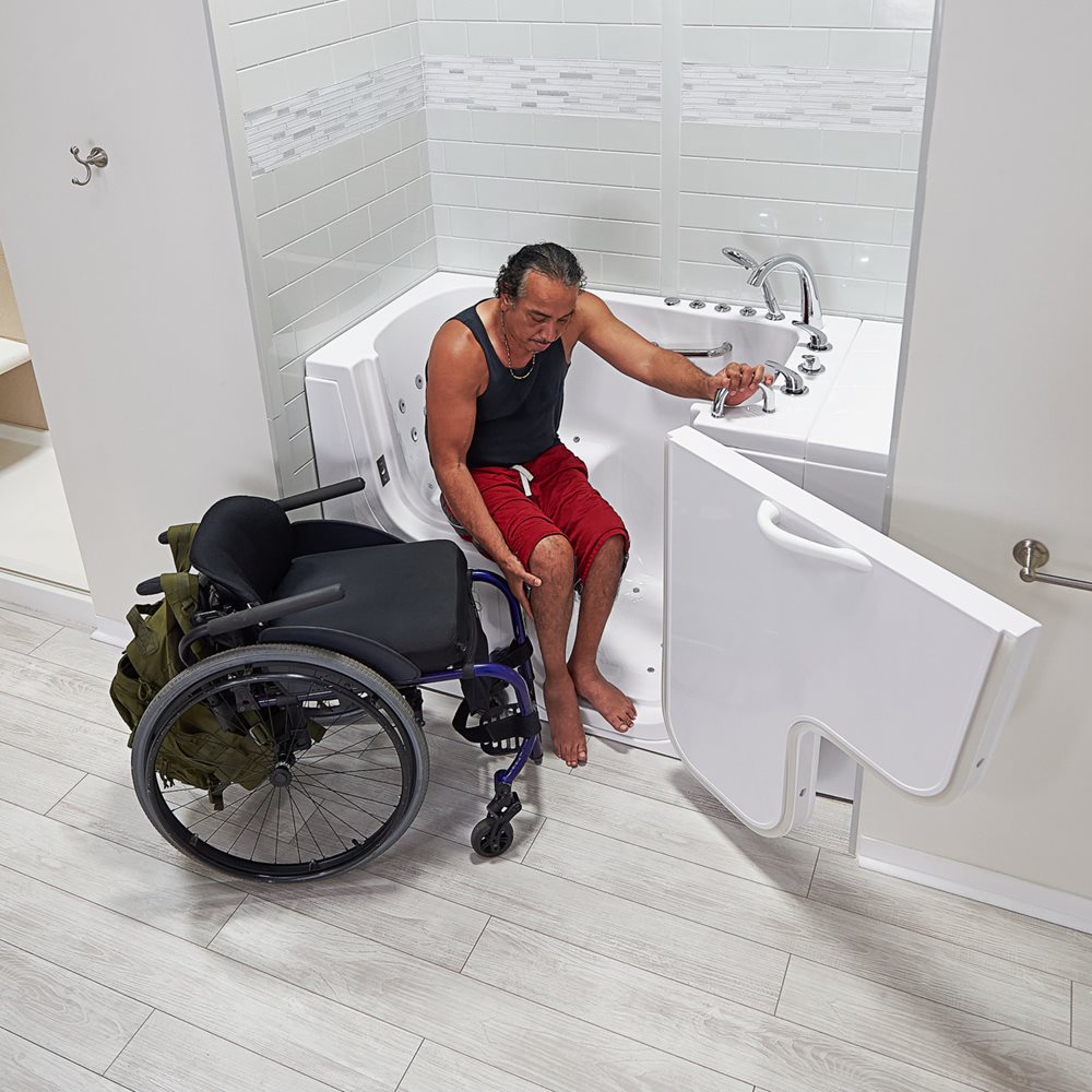 Ella's Bubbles Wheelchair Transfer 30"x52" Acrylic Walk-In Bathtub with 5 Piece Fast Fill Faucet OLA3052