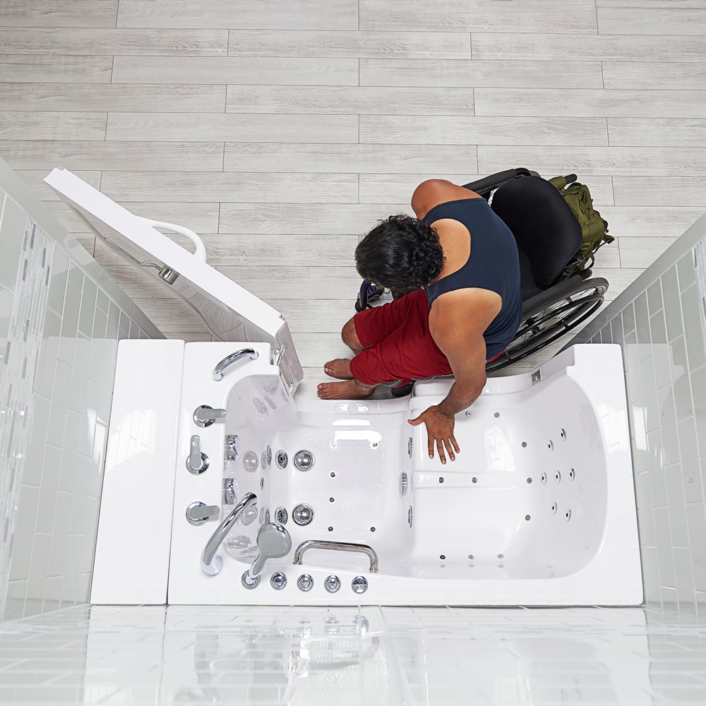 Ella's Bubbles Wheelchair Transfer 30"x52" Acrylic Walk-In Bathtub with 5 Piece Fast Fill Faucet OLA3052