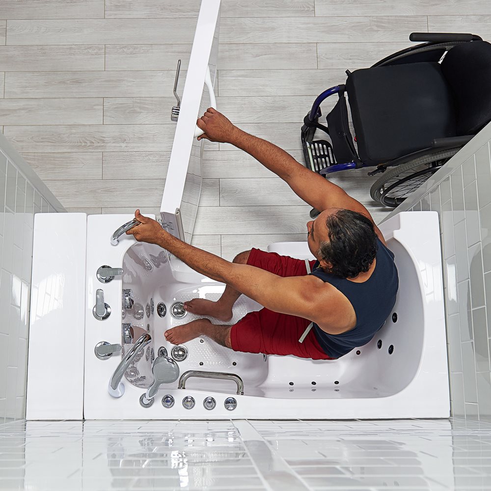 Ella's Bubbles Wheelchair Transfer 30"x52" Acrylic Walk-In Bathtub with 5 Piece Fast Fill Faucet OLA3052