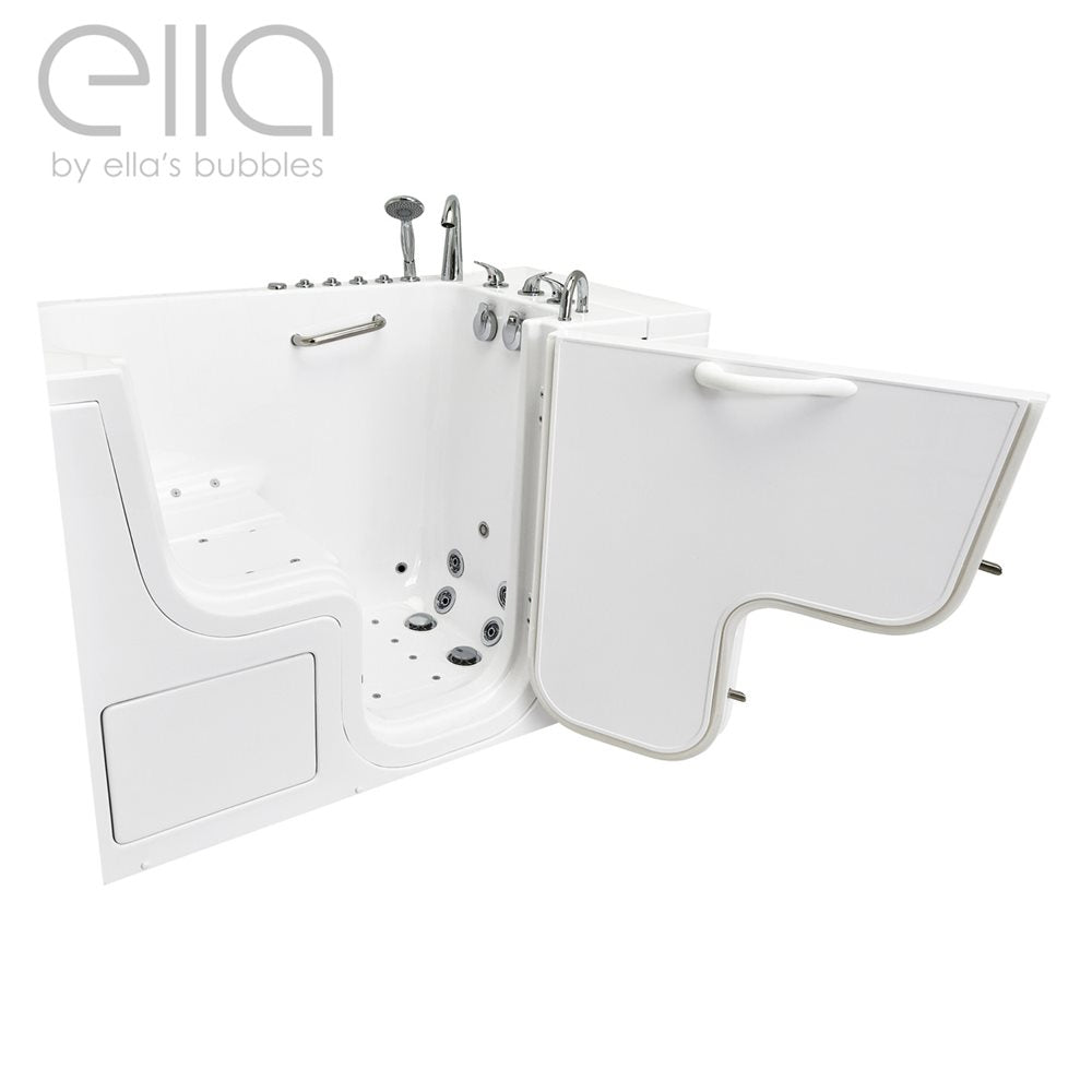 Ella's Bubbles Wheelchair Transfer 32"x52" Acrylic Walk-In Bathtub with Swing Door, 5 Piece Fast Fill Faucet, 2" Dual Drain OLA3252