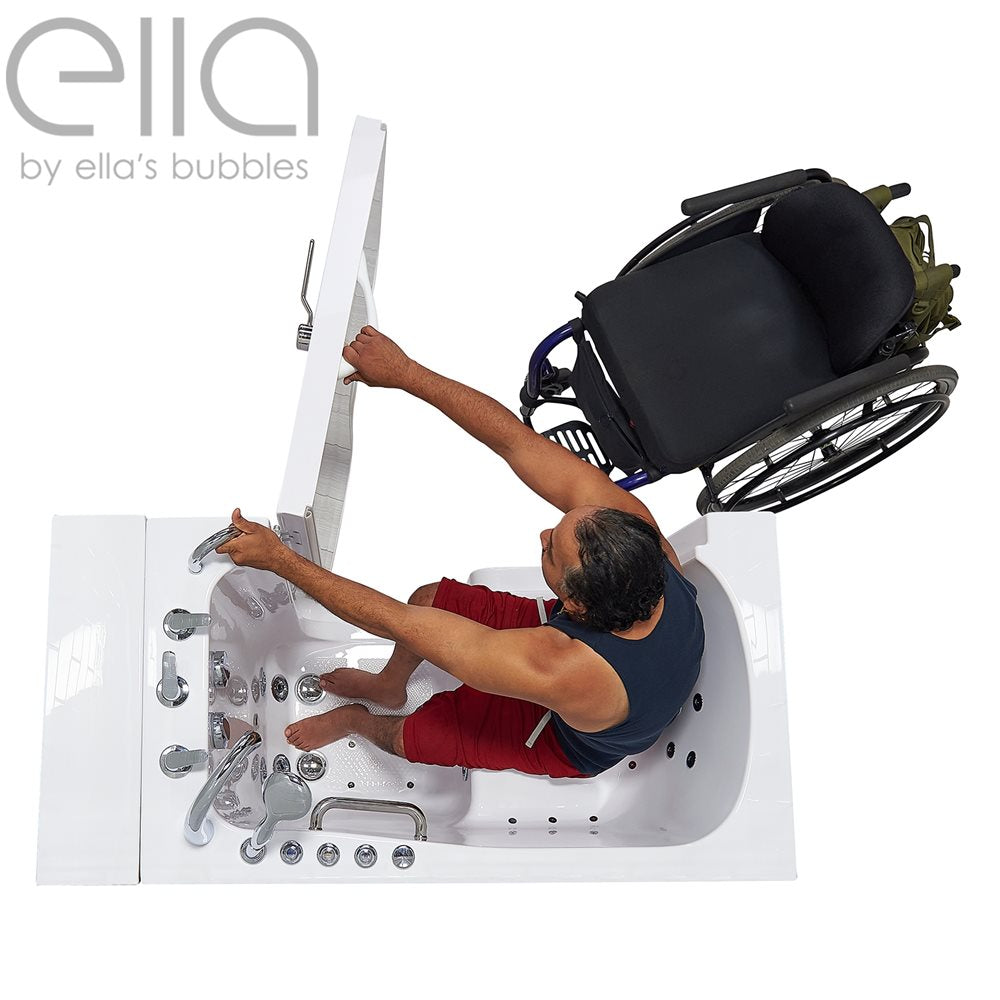 Ella's Bubbles Wheelchair Transfer 32"x52" Acrylic Walk-In Bathtub with Swing Door, 5 Piece Fast Fill Faucet, 2" Dual Drain OLA3252