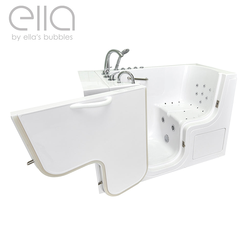 Ella's Bubbles Wheelchair Transfer 32"x52" Acrylic Walk-In Bathtub with Swing Door, 5 Piece Fast Fill Faucet, 2" Dual Drain OLA3252