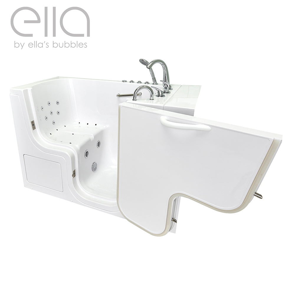 Ella's Bubbles Wheelchair Transfer 32"x52" Acrylic Walk-In Bathtub with Swing Door, 5 Piece Fast Fill Faucet, 2" Dual Drain OLA3252