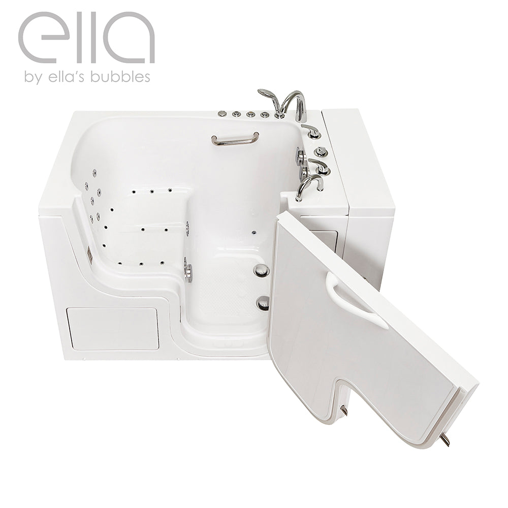 Ella's Bubbles Wheelchair Transfer 32"x52" Acrylic Walk-In Bathtub with Swing Door, 5 Piece Fast Fill Faucet, 2" Dual Drain OLA3252