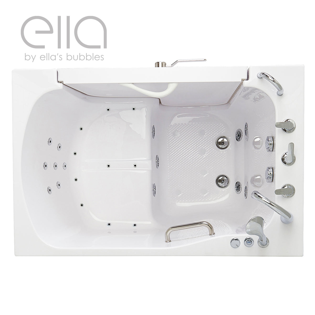 Ella's Bubbles Wheelchair Transfer XXXL 36"x55" Acrylic Walk-In Bathtub with 5 Piece Fast Fill Faucet