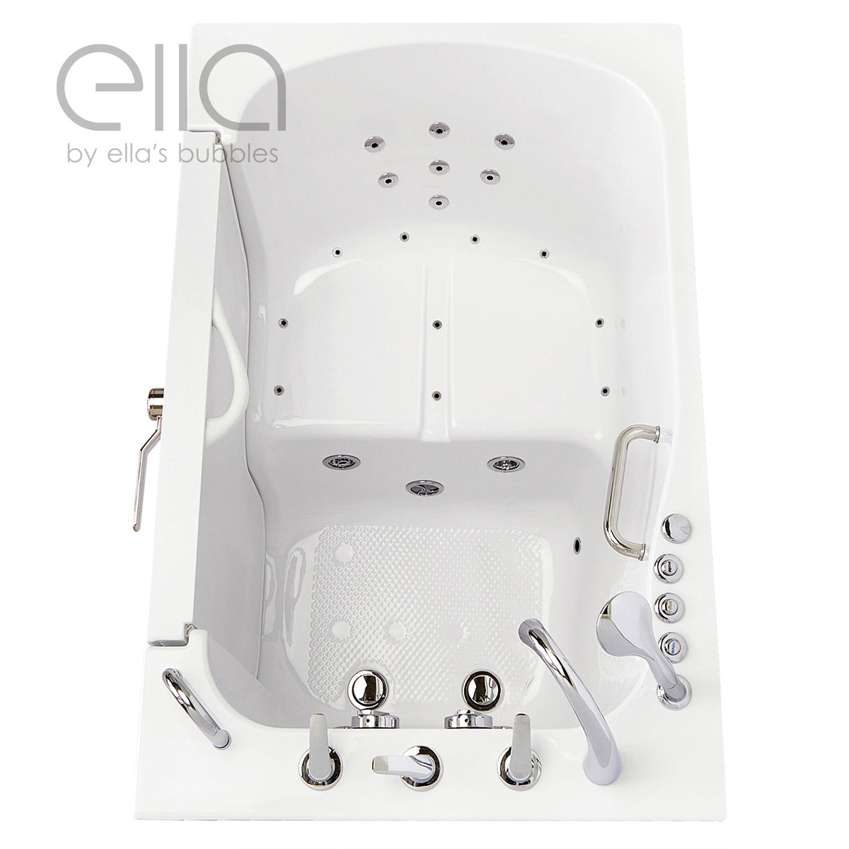 Ella's Bubbles Wheelchair Transfer XXXL 36"x55" Acrylic Walk-In Bathtub with 5 Piece Fast Fill Faucet