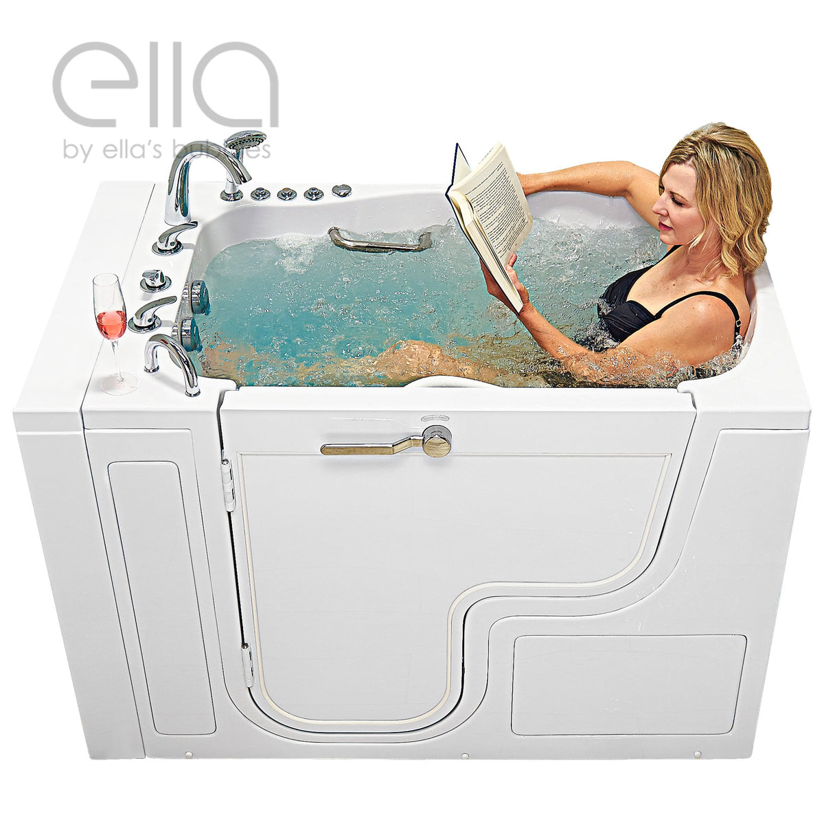 Ella's Bubbles Wheelchair Transfer XXXL 36"x55" Acrylic Walk-In Bathtub with 5 Piece Fast Fill Faucet