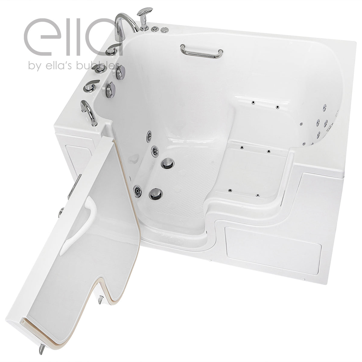 Ella's Bubbles Wheelchair Transfer XXXL 36"x55" Acrylic Walk-In Bathtub with 5 Piece Fast Fill Faucet