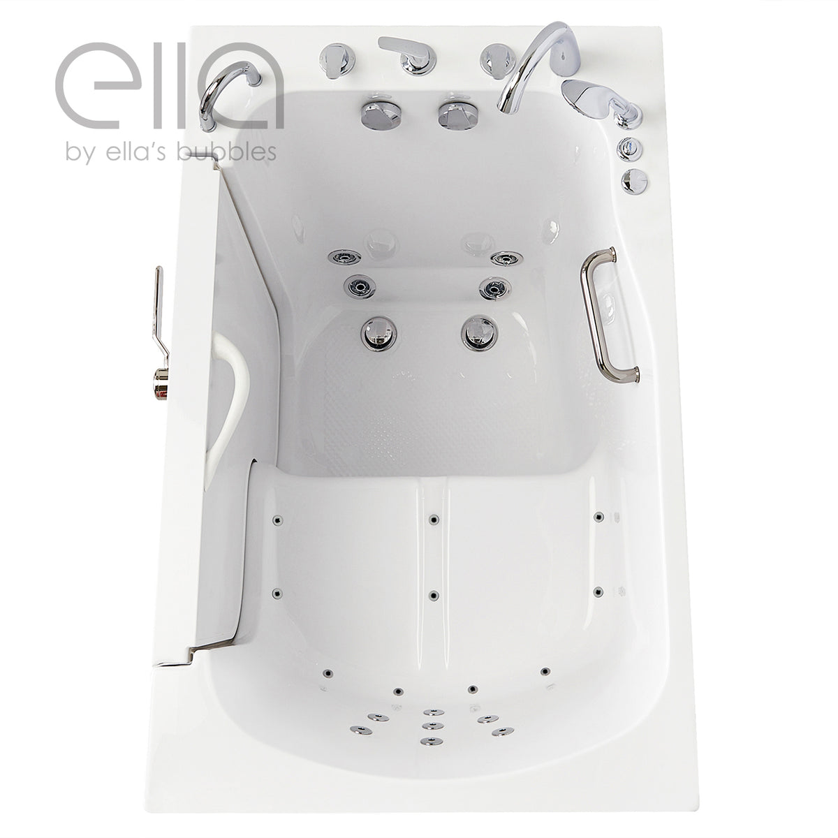 Ella's Bubbles Wheelchair Transfer XXXL 36"x55" Acrylic Walk-In Bathtub with 5 Piece Fast Fill Faucet