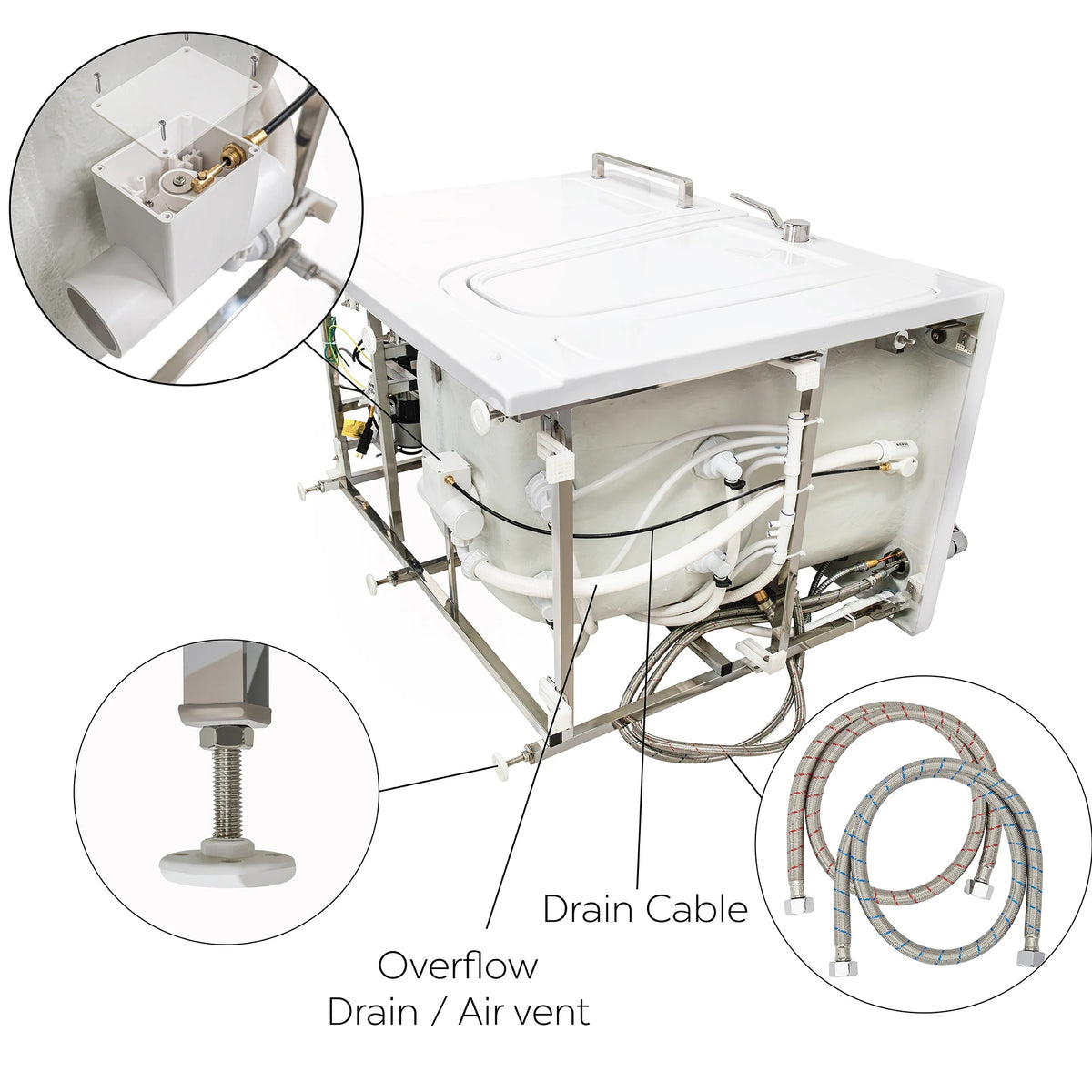 Ella's Bubbles Zen60 Acrylic Hydro Inward Swing Door Massage Walk in Tub EZ3060