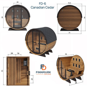 Finnmark 4-Person Trinity FD-6 Combination Infrared & Steam Barrel Canadian Cedar