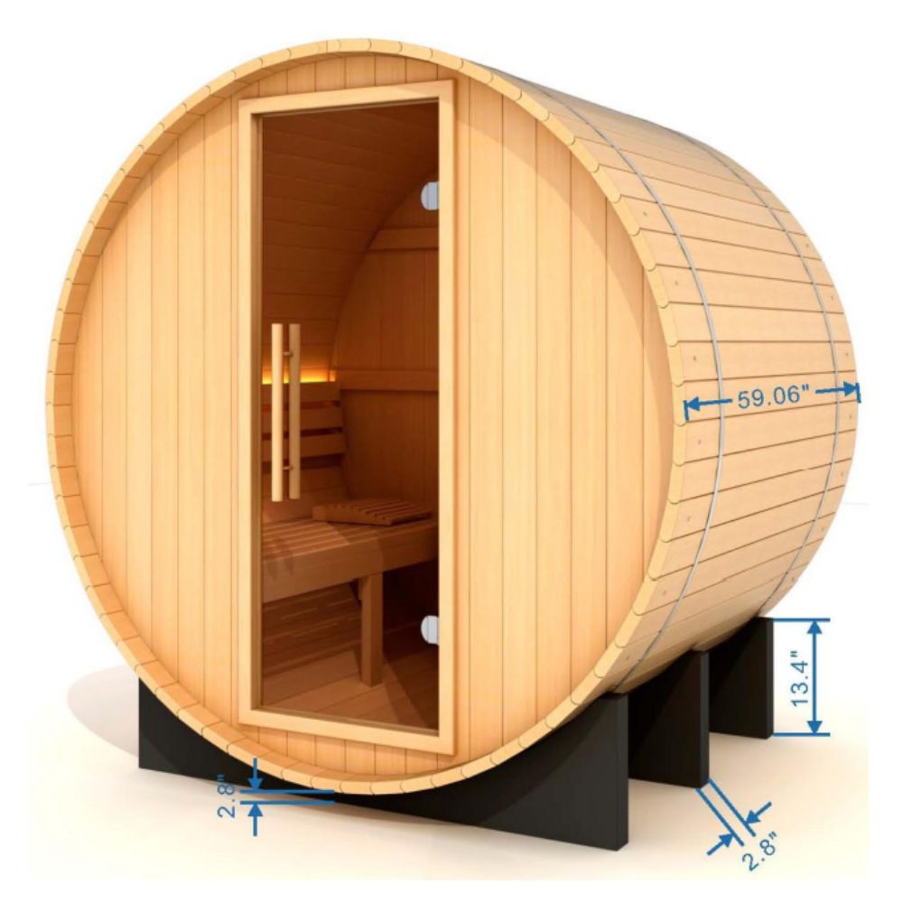 Golden Designs "St. Moritz" 2 Person Barrel Traditional Sauna - Pacific Cedar GDI-B002-01