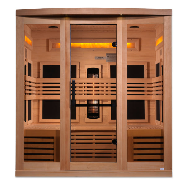 Golden Designs 6-Person Full Spectrum PureTech Near Zero EMF FAR Infrared Sauna with Himalayan Salt Bar (Canadian Hemlock) GDI-8260-01