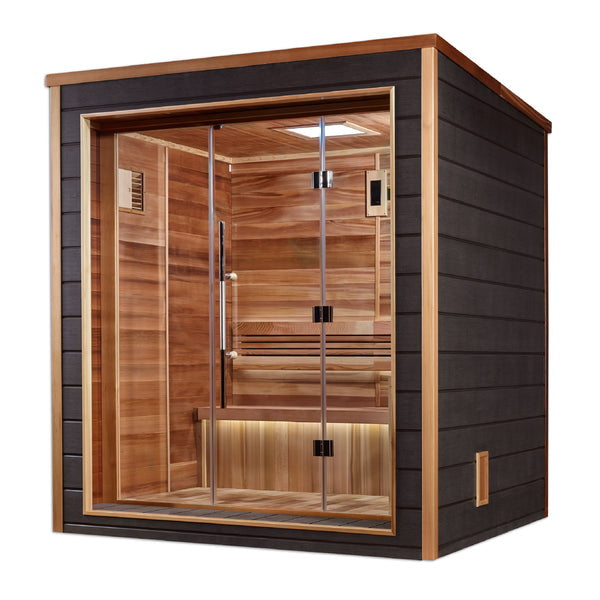 Golden Designs Drammen 3 Person Outdoor-Indoor Traditional Sauna Canadian Red Cedar Interior GDI-8203-01