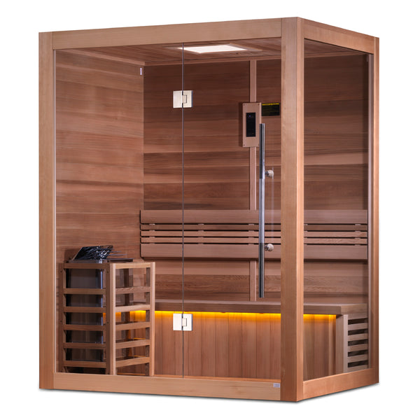 Golden Designs "Hanko Edition" 2-3 Person Traditional Steam Sauna Canadian Red Cedar Interior GDI-7202-01