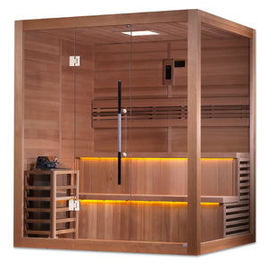 Golden Designs "Kuusamo Edition" 6 Person Traditional Steam Sauna Canadian Red Cedar Interior GDI-7206-01