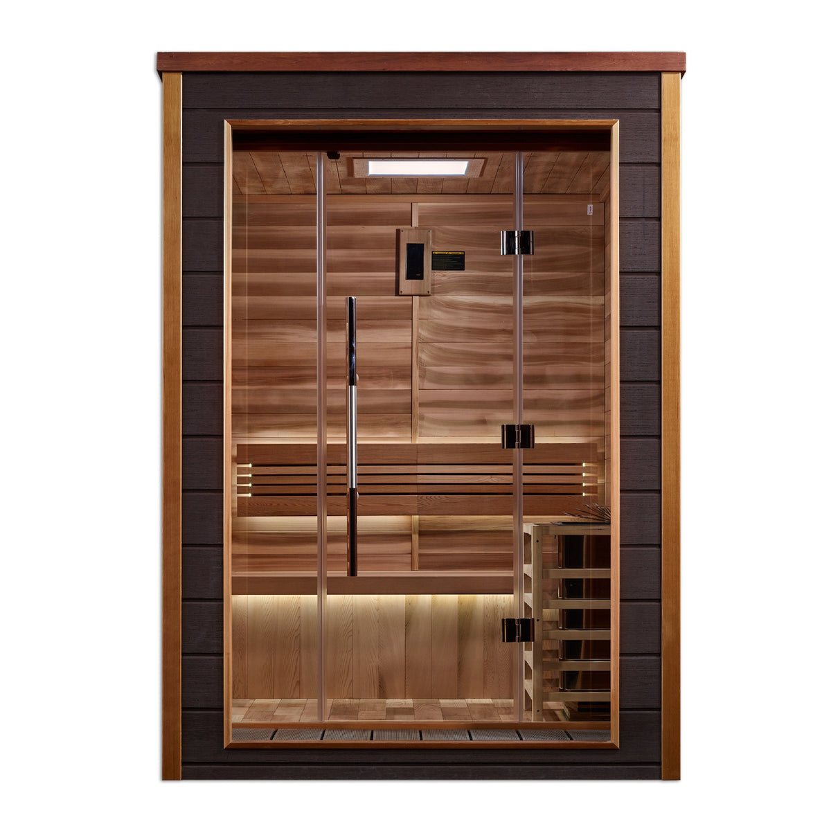 Golden Designs Narvik 2 Person Outdoor-Indoor Traditional Sauna - Canadian Red Cedar Interior GDI-8202-01