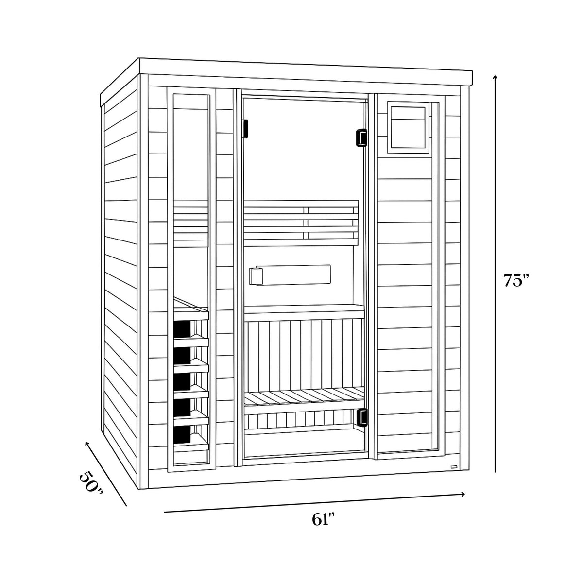 Golden Designs 2025 Andermatt Edition 3 Person Traditional Steam Sauna Pacific Premium Clear Cedar GDI-7030-01