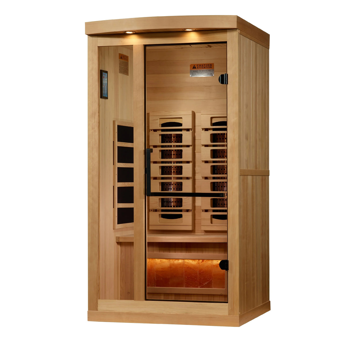 Golden Designs 2025 Reserve Edition Full Spectrum Infrared Sauna with Himalayan Salt Bar (Canadian Hemlock) 1 Person GDI-8010-03