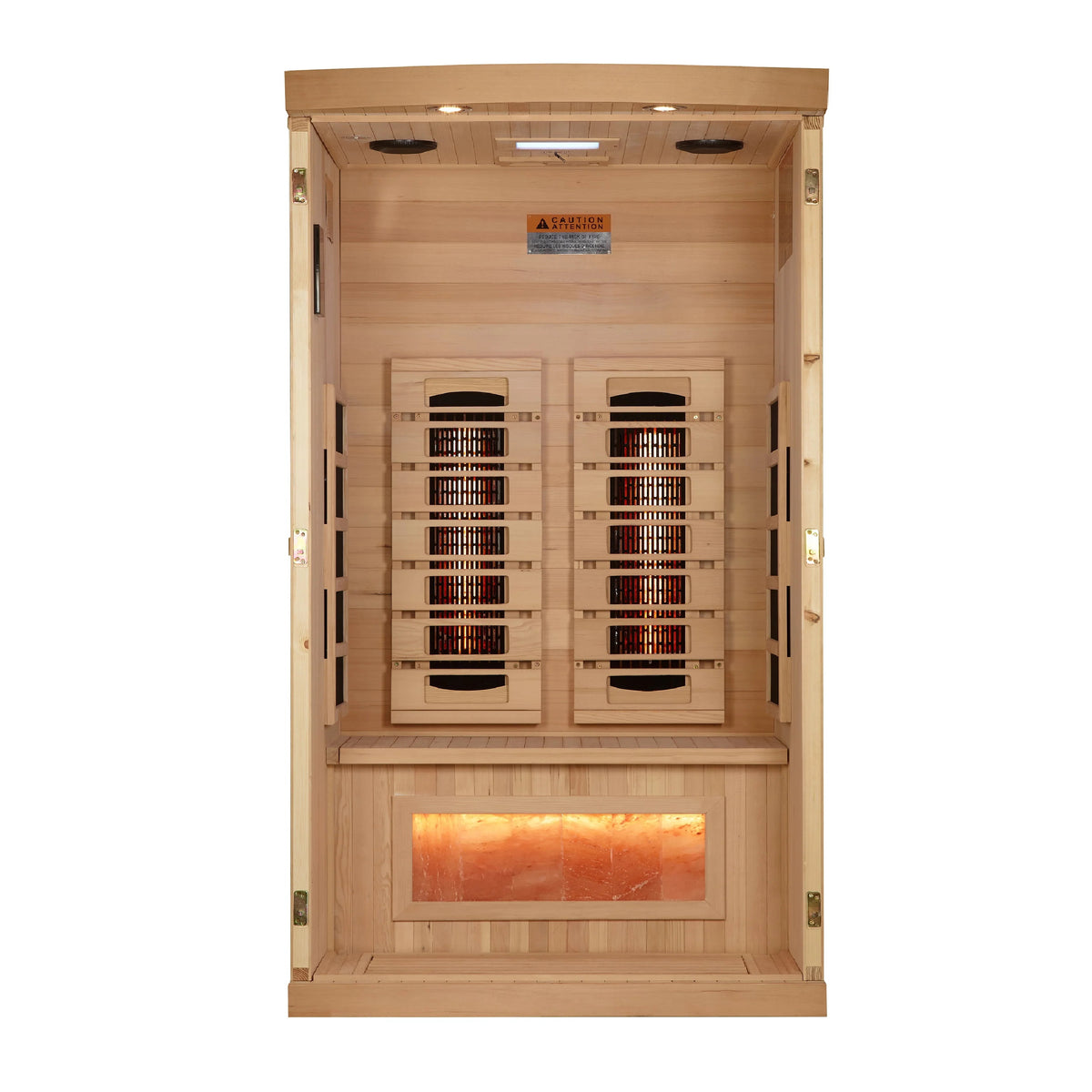 Golden Designs 2025 Reserve Edition Full Spectrum Infrared Sauna with Himalayan Salt Bar (Canadian Hemlock) 1 Person GDI-8010-03