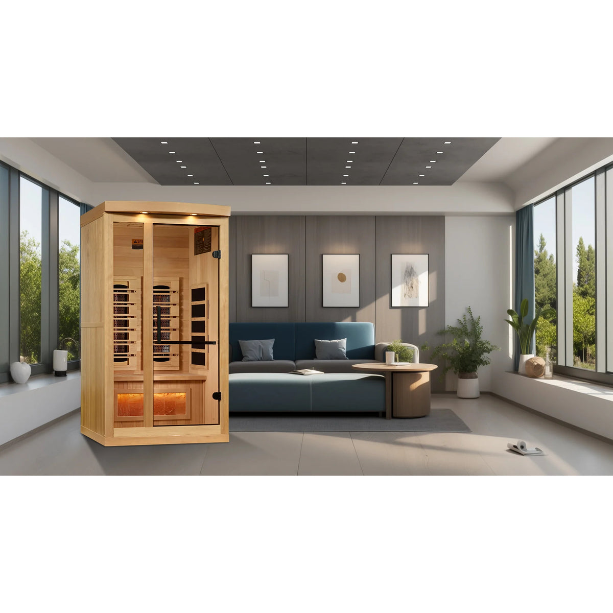 Golden Designs 2025 Reserve Edition Full Spectrum Infrared Sauna with Himalayan Salt Bar (Canadian Hemlock) 1 Person GDI-8010-03