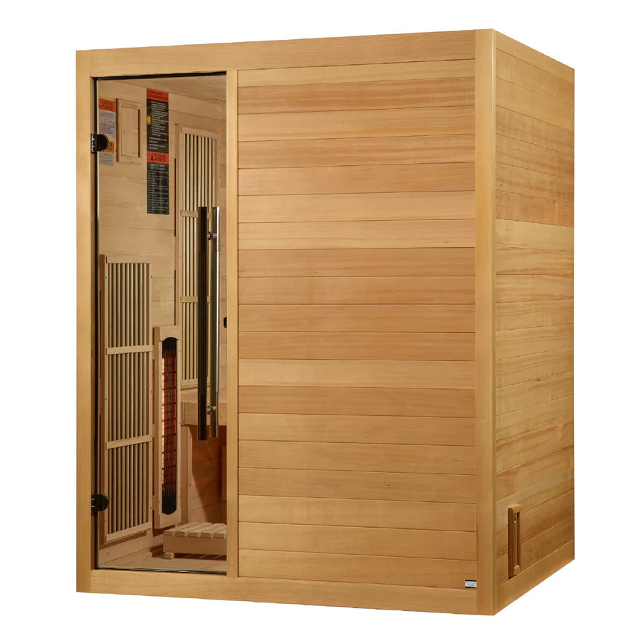 Golden Designs 2025 Soria 3 Person Hybrid Sauna (Indoor) Full Spectrum and Harvia Traditional Stove GDI-8330-01