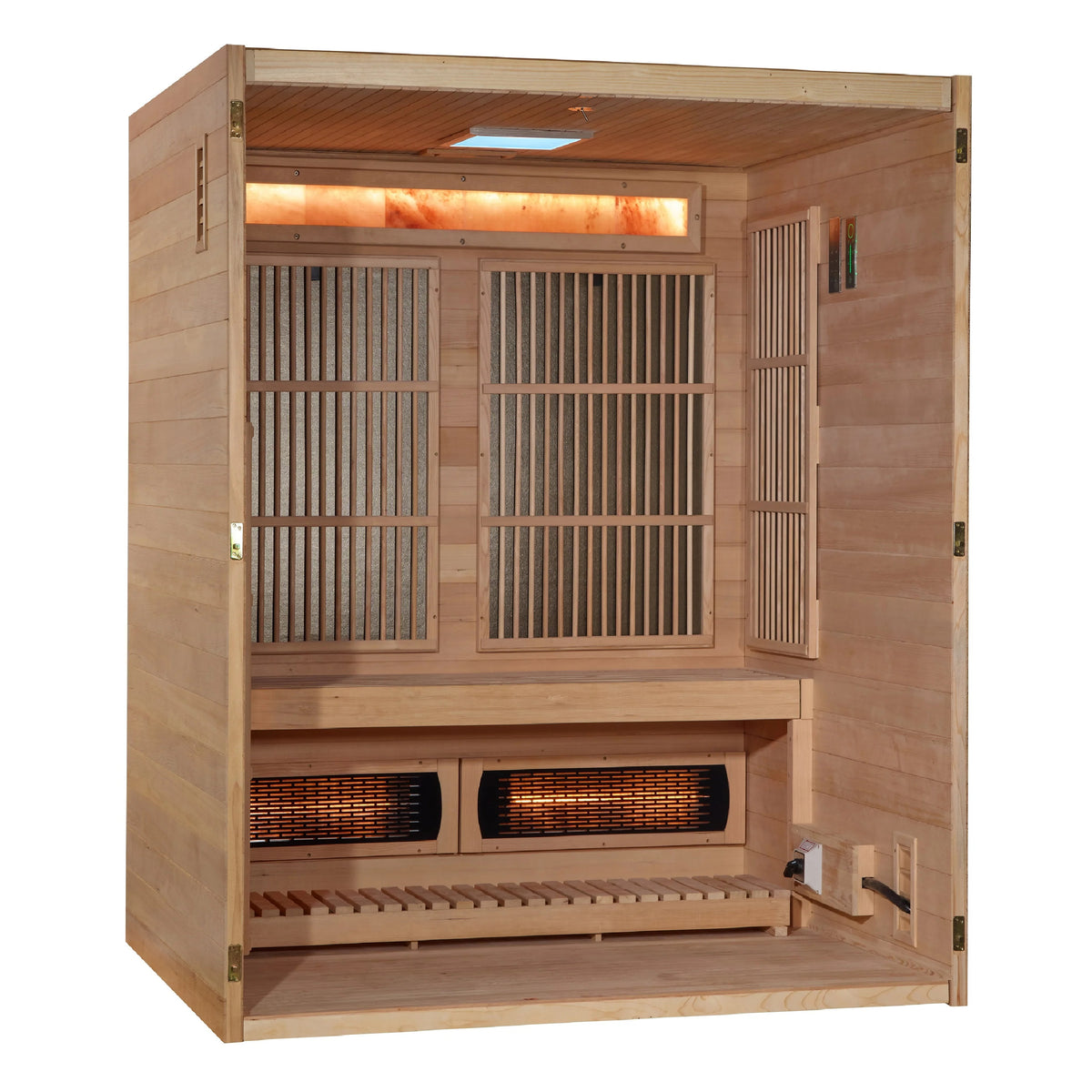 Golden Designs 2025 Soria 3 Person Hybrid Sauna (Indoor) Full Spectrum and Harvia Traditional Stove GDI-8330-01