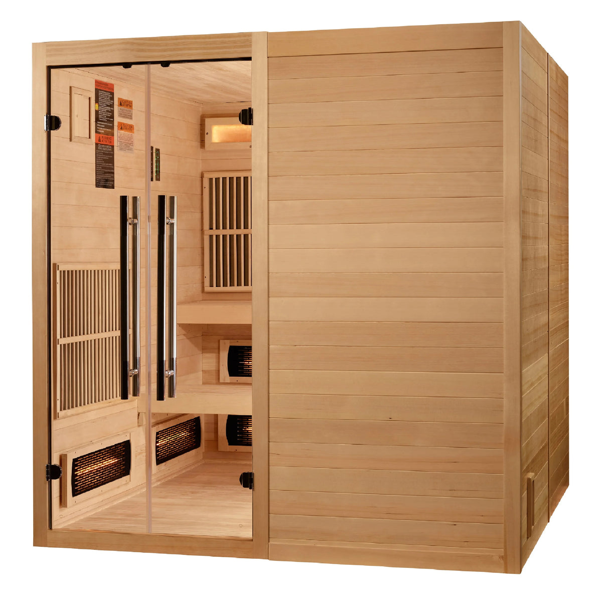 Golden Designs 2025 Toledo 6 Person Hybrid Sauna (Indoor) Full Spectrum and Harvia Traditional Stove GDI-8360-01